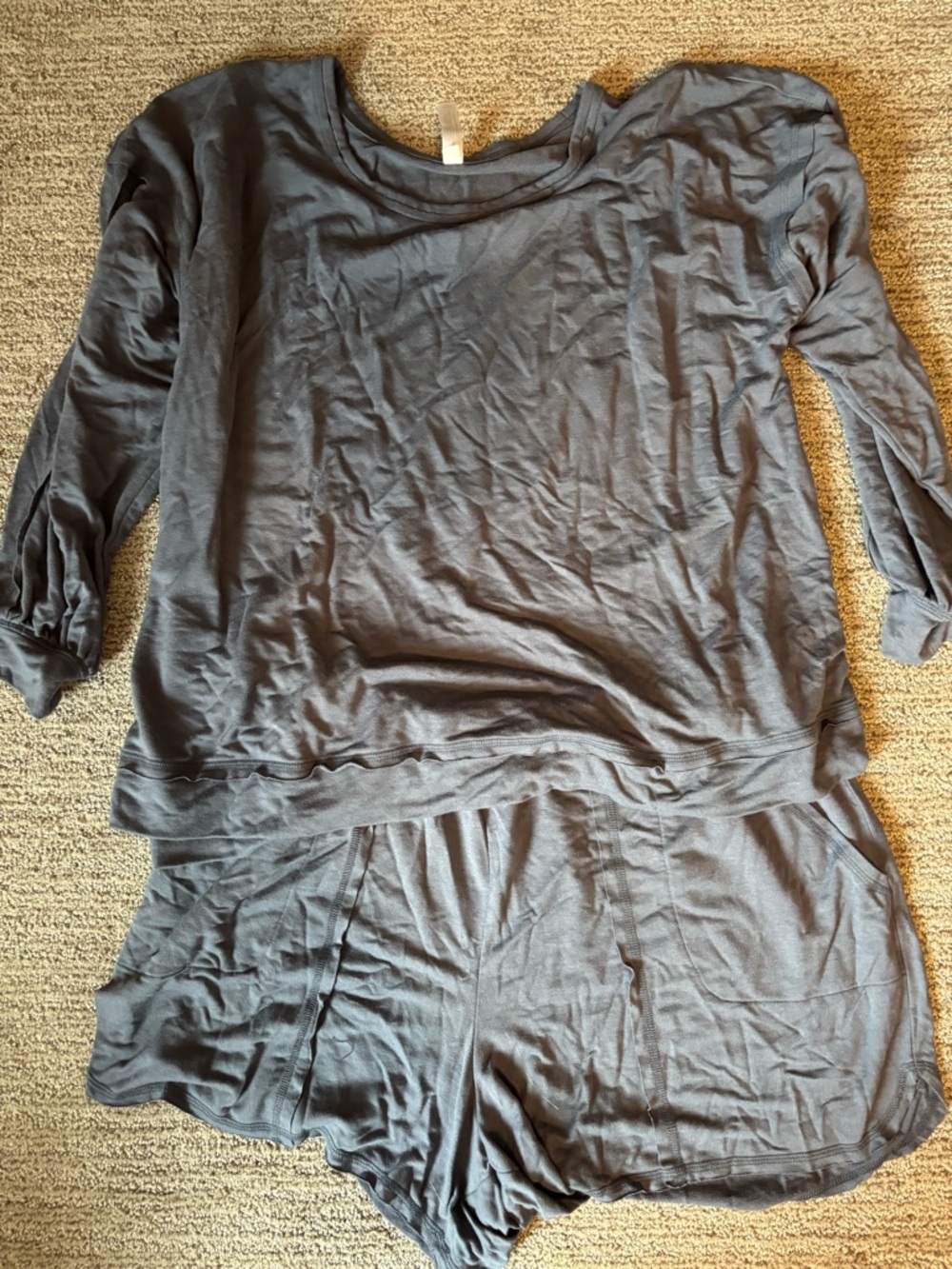 Cacique Gray/ Blue Pajama Top and Shorts Set